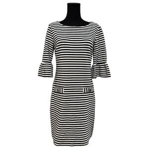 Lilly Pulitzer Alden Dress Knit Striped Stripes Half Sleeve Black & White Small